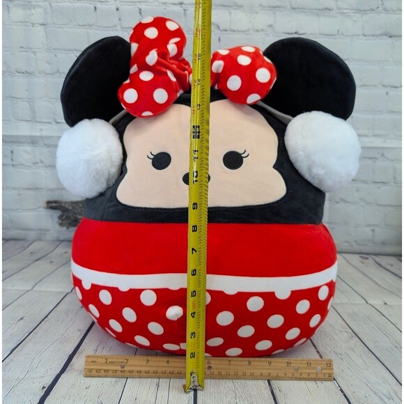 Disney Minnie Mouse 16" Squishmallow - Red Polka Dot Bow with Puffy Earmuffs - Picture 10 of 10